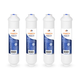Aquaboon 4-Pack of Premium Inline Post/Carbon Polishing Water Filter Catridge for Reverse Osmosis System Standard Size (Quick Connect Fiting) RO Water Filter Replacement Compatible with ICF-10, 4-Pack