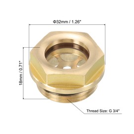 PATIKIL Air Compressor Oil Sight Glass, 2 Pack G 3/4" Male Thread Brass Oil Liquid Level Gauge Air Compressor Parts with O-Ring