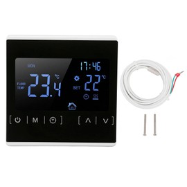 Smart Thermostat Backlit Touch Screen Dual Control Temperature Controller  for Floor Heating High Power AC 85V‑240V White