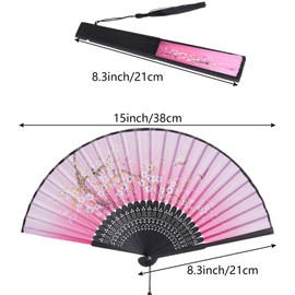 Nydotd 4 Pcs Handheld Floral Folding Fans for Women Silk Bamboo Hand Held Fan Vintage Chinese Japanese Foldable for Wedding Dance Props Kung Fu Cosplay Party Gifts Decoration
