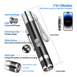 Waputne 2 Pack Cat Toys, Cat Toy Red Pointer for Indoor, Rechargeable, 5 Adjustable Patterns, 3 Modes Training Chaser Pet Toy Pointer, Interactive Pet Cat/Dog Toy for Cats Fun Playing Exercise(Black)