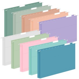 30 Pack Hanging File Folders, Letter Size with 1/5-Cut Adjustable Tabs, Pastel 10 Selected Color - File Folder Organizer for Filing Cabinet Office Home, Designed for Bulky Files, Medical Charts