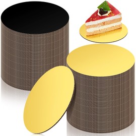 Newtay Newtay 100 Pcs 5 Inch Cake Board Round Mini Cardboard Cake Circle Boards Grease Proof Tray Base for Baking Pastry(Black and Gold)