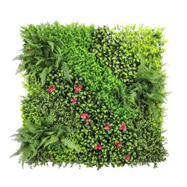 COARBOR 1 Pack 40" x 40" Artificial Boxwood 3D Panels Faux Ivy Fence Privacy Topiary Hedge Plant Fence Grass Wall Panels Backdrop for Balcony Patio Outdoor Indoor, 09 Mixed Leaves