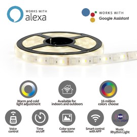 HARPER LIVING Smart Strip Light, LED Light, 1680Lm 24W Dimmable Wi-Fi RGB LED Strip Light, Connect with Tuya, Works with Alexa and Google Home, Voice Control, Control by Phone