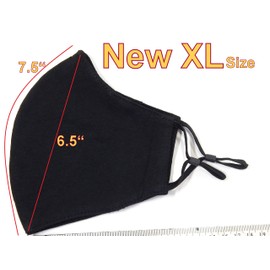 ICYROSE 3 Pack XXL 7"/ XL 6.5" Extra Large Face Mask Big and Tall 3 Ply Beard Mask Cotton Fabric nose wire Filter Pocket adjustable (Black,Grey,Navy, XL 6.5")