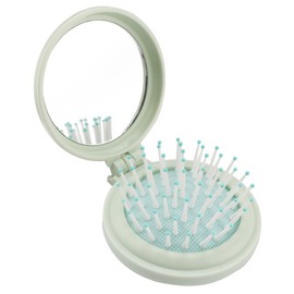 Mini Brush with Mirror - Green Travel Folding Hair Brush for Purse, Wet Brush for Women