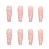 Glitter Gradient Pink Press on Nails Long French Fake Nails