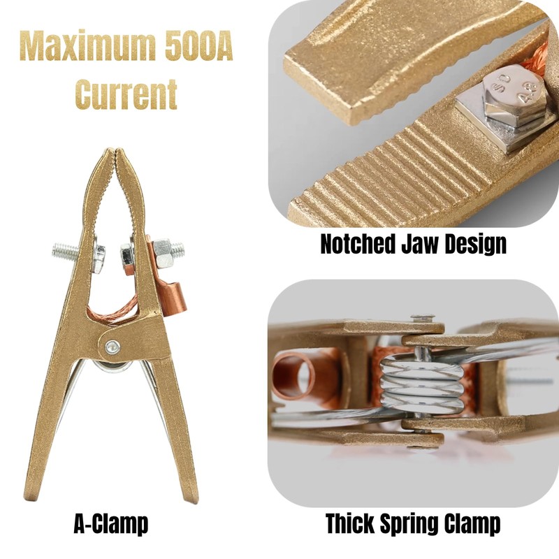 Brass A-Shape Ground Welding Earth Clamp, 500A Ground Clamp Welding,