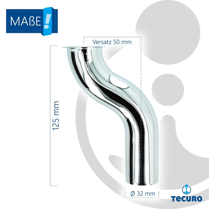tecuro Immersion Pipe S-Design 125 mm Length, 50 mm Offset