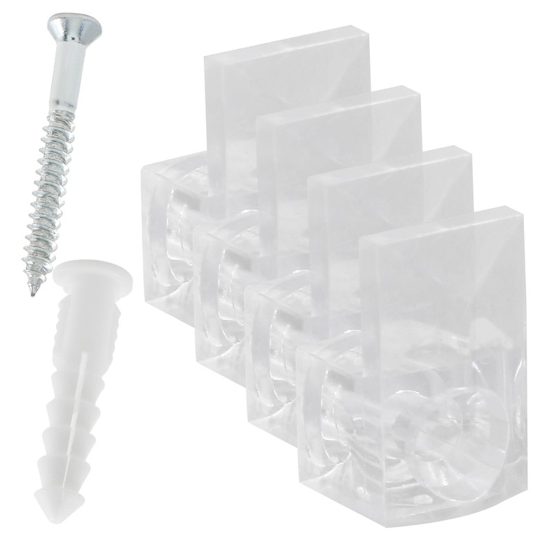 Zorfeter 22Pcs 3/8 Mirror Holder Clips, Crystal Clear Plastic Mirror