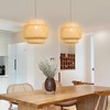 Depuley Rustic Woven Pendant Light, 3-Light Metal Basket Hanging Lights