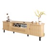 Fluted TV Stand - Modern Wooden Freestanding Entertainment Center Sliding
