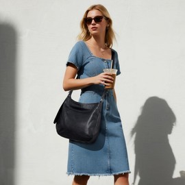 befen Genuine Leather Slouchy Hobo Bags For Women, Black Crossbody Purse Soft Top Grain Leather Purse Designer Trendy Women's Shoulder Handbags with Adjustable Strap for Daily & Travel