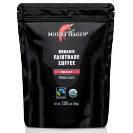 Mount Hagen 7.05oz Organic Freeze Dried Instant Caffeinated + Decaffeinated Coffee Resealable Pouch Bags - 2 Pack | Eco-friendly, Fair-Trade Coffee, Medium Roast Arabica Beans [2x7.05oz]