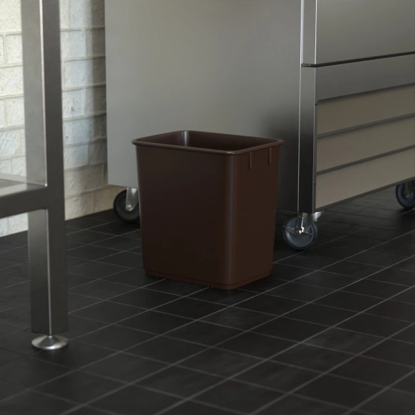 13 Qt. / 3 Gallon Brown Rectangular Wastebasket / Trash