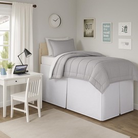 Mattress-Homes Pleated College Dorm Bed Skirt Luxury Microfiber, Twin XL (39x80) with Split Corners, 42" Long Drop, Hotel-Quality 1800 Ultra-Soft Dust Ruffle, White