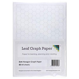 A4 Hexagon Graph Paper 20mm 2cm - 30 Loose-Leaf Sheets - Grey Grid Lines