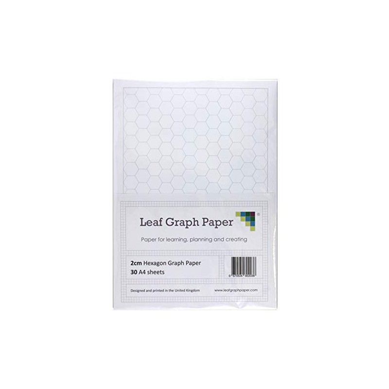 A4 Hexagon Graph Paper 20mm 2cm - 30 Loose-Leaf Sheets