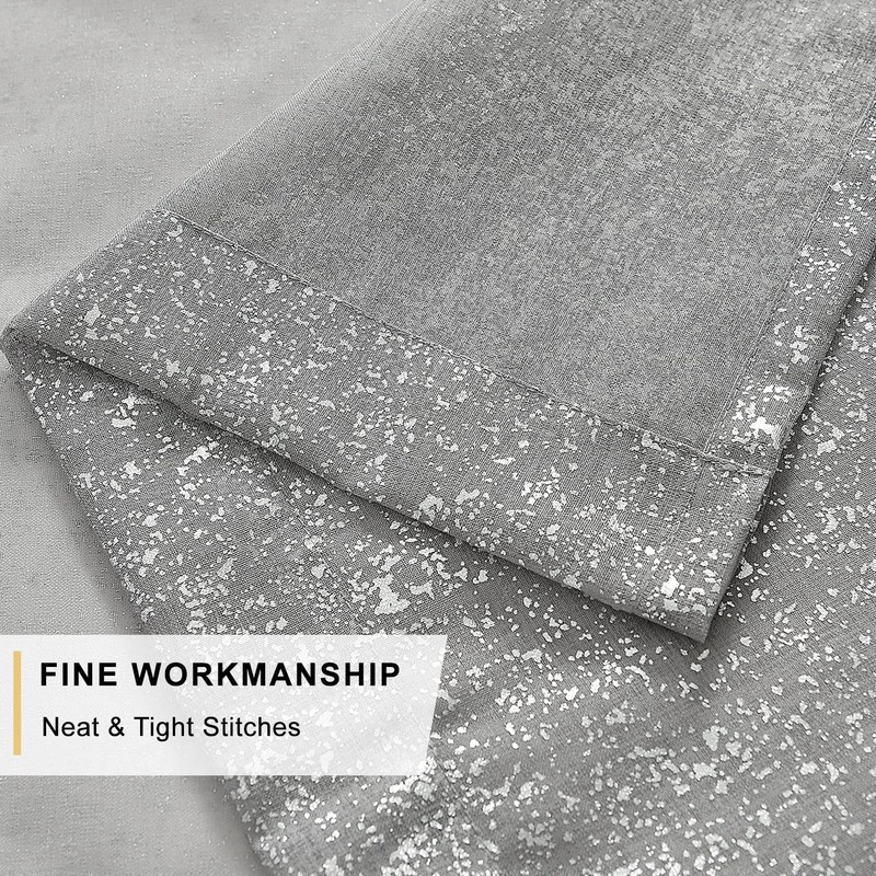 TERLYTEX Silver Curtains for Living Room, Metallic Silver Foil Sparkle