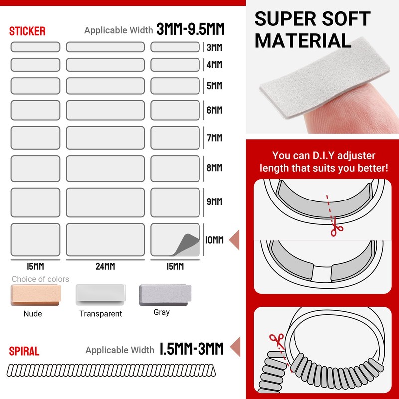 Omilly Ring Sizers for Loose Rings, 144-Pack 16 Sizes 6