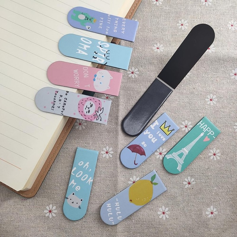 QHFlashbuy Magnetic Bookmarks, Pack of 30 Colourful Cute Magnetic Optical