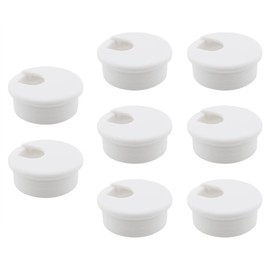 HJGarden 8pcs 1-3/4 inch Desk Wire Cord Cable Grommets Hole Cover for Office PC Desk Cable Cord Organizer Plastic Cover White