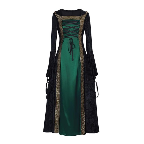 CosplayDiy Women's Medieval Renaissance Retro Gown Cosplay Costume Dress Green