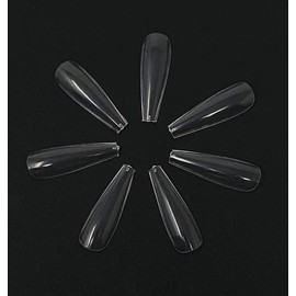 Kiara World 500pcs Clear Ballerina Coffin Full Cover Artificial False Transparent Nail Tips Long Fake Nails