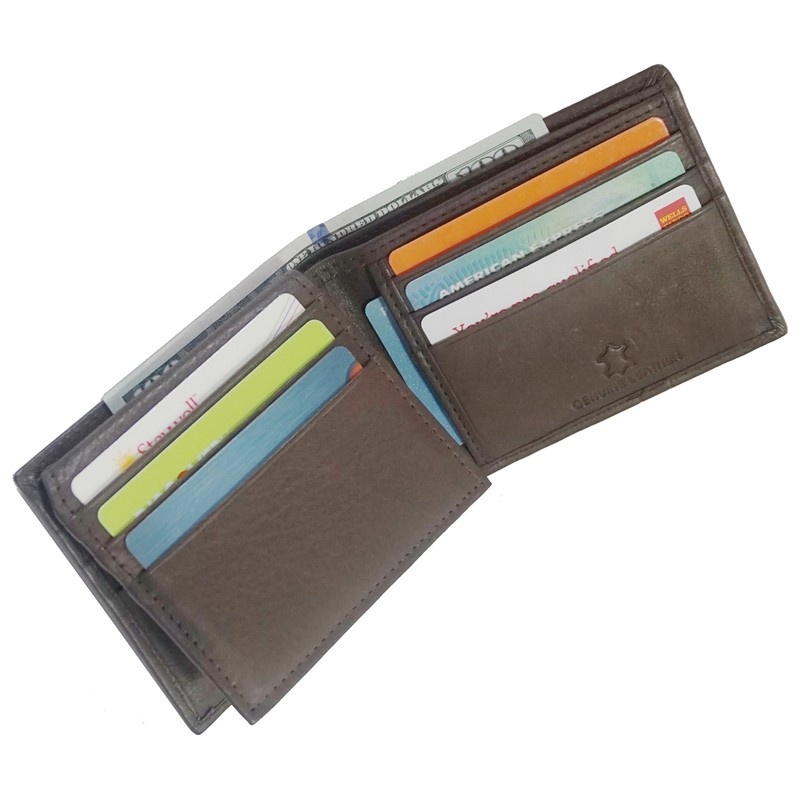 Wallet for Men-Genuine Leather RFID Blocking Bifold Wallet Black With