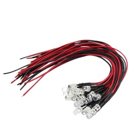 20pcs Pre Wired 5mm Bright White Led Lamp Light Set 12V ~ 18V for Train Layout (Bright White, 5mm)