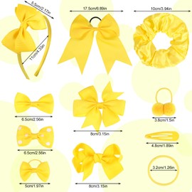 Radsocken 48Pcs Girls School Hair Accessories Kit Yellow Bow Hair Clips Headband Ponytail Holder Elastics Bands Ribbon Hair Barrette Hair accessories for girls Birthday Gift(Yellow)