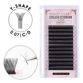 YY Eyelash Extensions C Curl 0.05mm Thickness Y Volume Lash Extension Easy Premade Fans 2D Soft Matte Black Volume Lashes Supply(0.05C-15mm)
