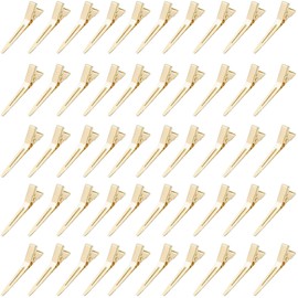 50 Pieces Single Prong Hair Clips, BetterJonny Gold Section Hair Clips 1.75 Inches Curl Clips Metal Alligator Clips Hair Pins for Hair Salon Hair Extensions