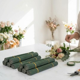 100Pcs Flower Stem Wire Kit: 2.0mm Sturdy Floral Iron Sticks for DIY Artificial Flowers, Bouquet Stems, Plant Stands & Crafting - Essential for Florists and DIY Enthusiasts (100pcs, 8 Inch (20cm)