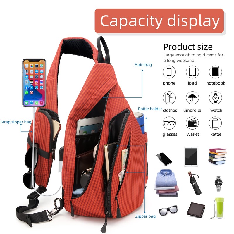 TurnWay Water-Proof Sling Backpack/Crossbody Bag/Shoulder Bag for Travel, Hiking, Cycling,
