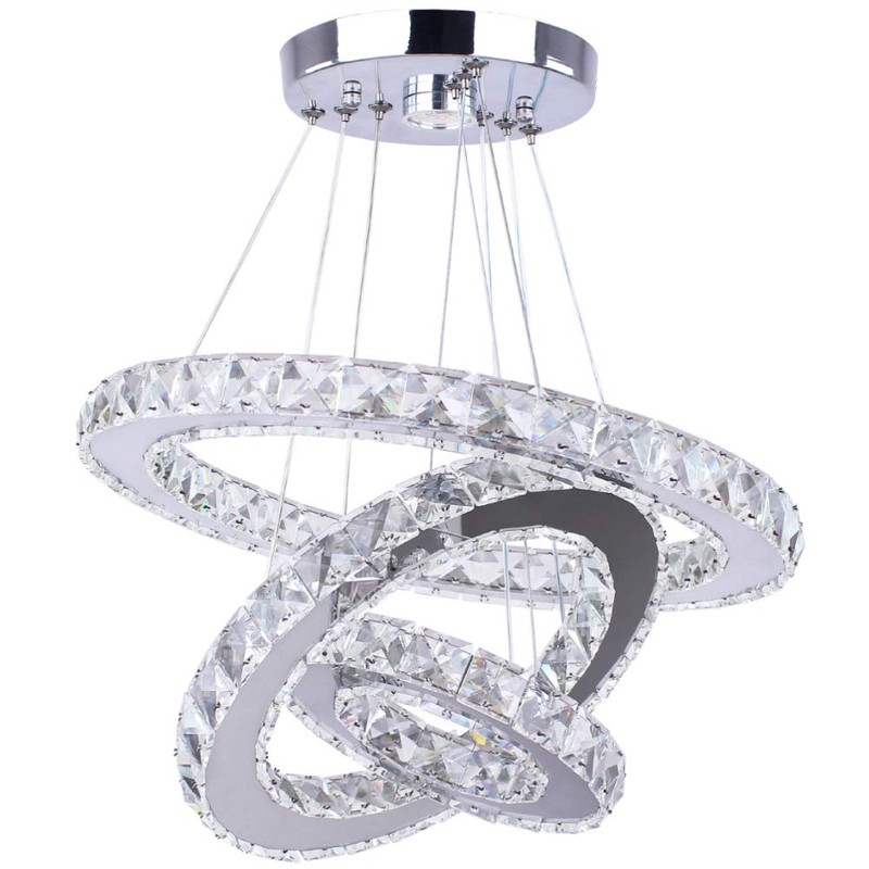 diisunbihuo LED Chandeliers Modern Crystal 3 Rings Ceiling Lighting Fixture