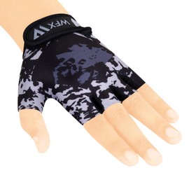 WFX Kids Cycling Gloves Short Half Finger Fingerless Gloves Padded Fastened Children Kid BMX Bike Safety Hand Protect Cycling Climbing Weight Lifting Workout Bicycle Gloves (Grey Camo, M)