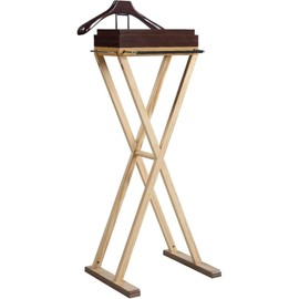 Oakestry Wooden Valet Stand with Hanger Stackable Trays Tie Bars Trouser Bar Space Saving Clothes Organizer for Bedroom Office Closet Elegant Wardrobe Rack for Men and Women