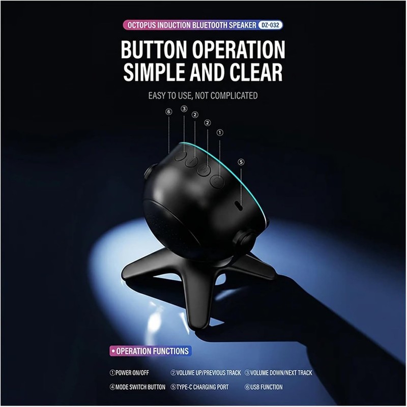 5in1 Induction Bluetooth Speaker 360° Rotating Phone Stand