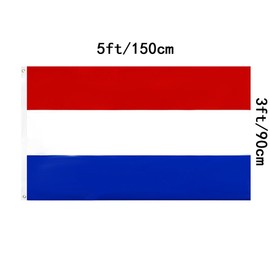 5ft x 3ft Netherlands Flag 90 * 150cm Holland National Flag with Two Brass Grommets Large Flag of Netherlands for Festival Party Sport Events Gardens Home Indoor and Outdoor Decoration