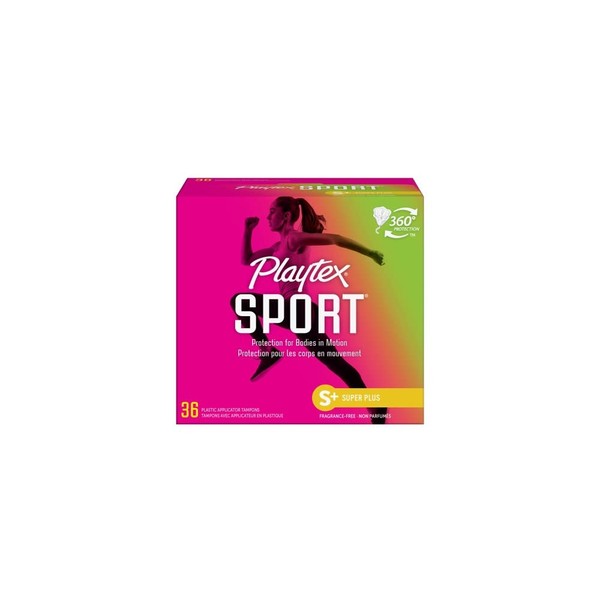 Playtex Sport Unscented, Super Plus, 36 Plastic Tampons (Pack of 2)