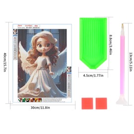 DIUJHUUY Cute Girl 5D Diamond Painting Kit, Mosaic Kits, Adult Painting Numbers Kit, DIY Diamond Art Accessories, Cross Stitch Kit for Adults Beginners, Home Wall Decoration Gift, 30 x 40 cm