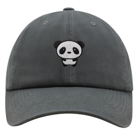 JPAK Adorable Kawaii Panda Face Premium Dad Hat Embroidered Cotton Baseball Cap Kawaii Panda Dark Grey