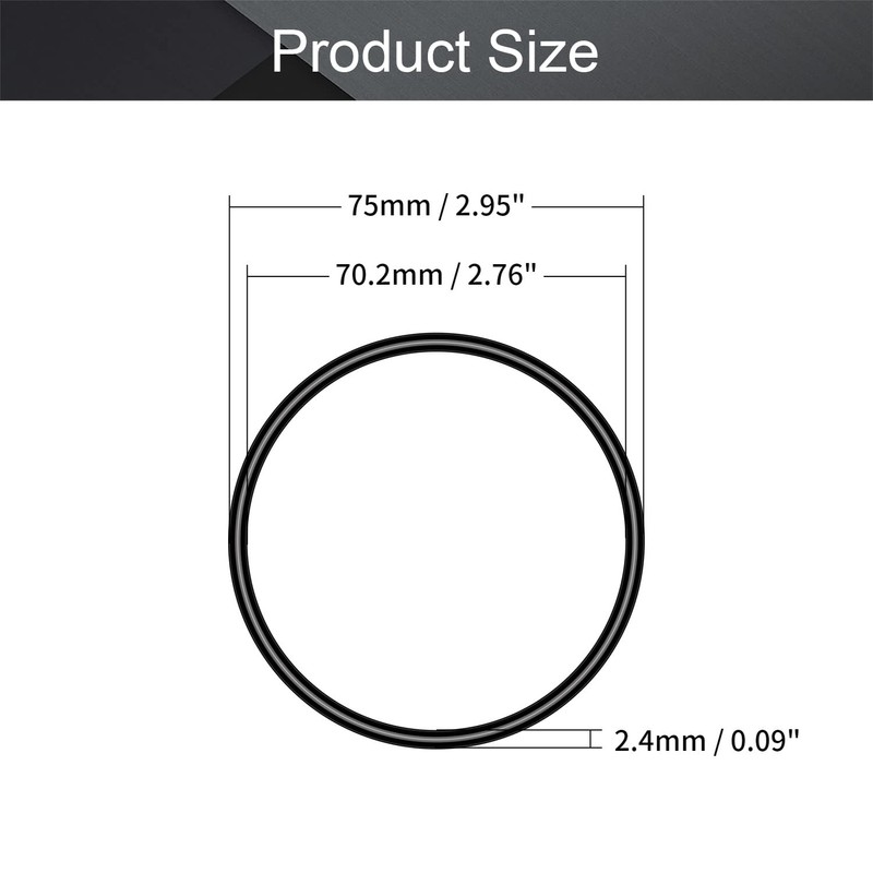 Othmro 10pcs O-Rings Seal Rubber Washers, 75mm OD 70.2mm ID