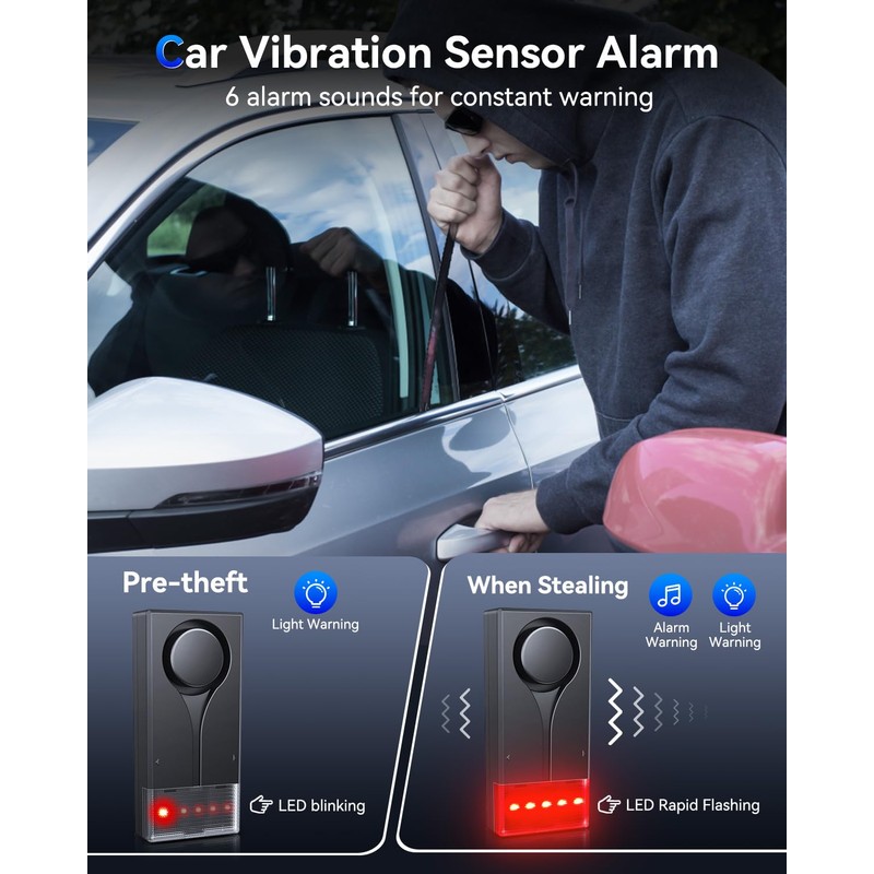 108dB Car Alarm System, Car Anti-Theft Vibration Sensor Alarm &