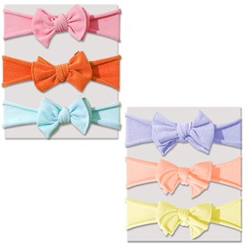 Baby Headbands, Newborn Headbands for Girls Baby Girl Bows Baby Girl Nylon Headbands Baby Bow Headband Baby Turban Headband Soft Bow Headwear for Newborn Baby, Toddlers(6Pcs)