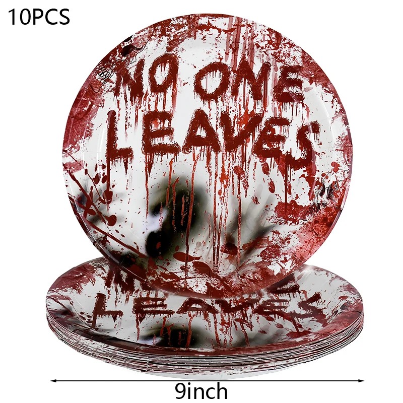 Halloween Disposable Tableware for Horror Parties – Bloody Handprint Paper