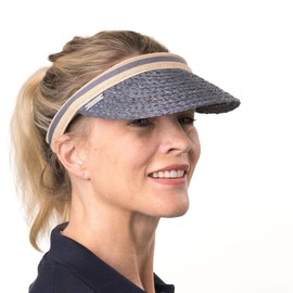 Seeberger Raffia Visor Sun Visor Golf Cap (One Size, Red), red