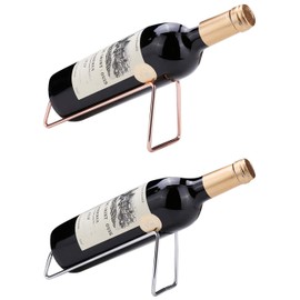 Fantasee 2 Pack Stainless Steel Wine Bottle Holder Tabletop Wine Rack Novelty Gift for Kitchen Home Decor (Z Style, Silver + Rose Gold)